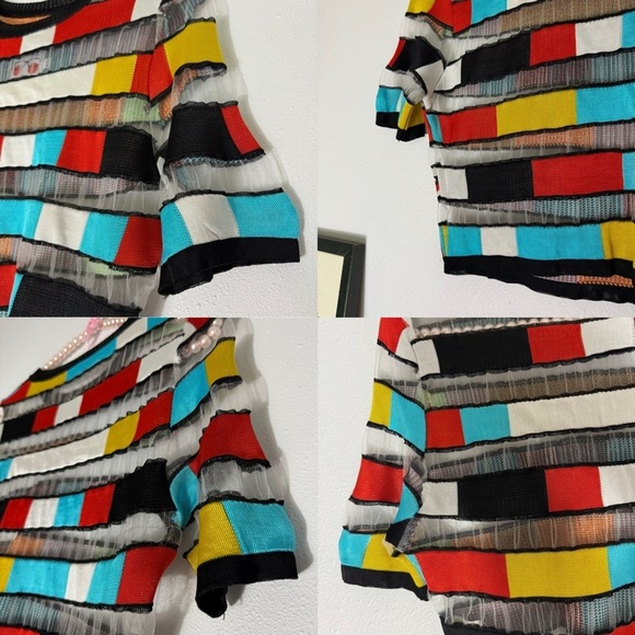 Gabrielab cropped sheer colorful square top size P/S - Picture 4 of 16